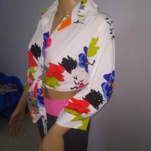 Women’s Crop Shirt  Trendy Multicolor Printed