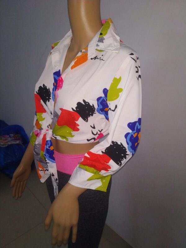 Women's Crop Shirt  Trendy Multicolor Printed